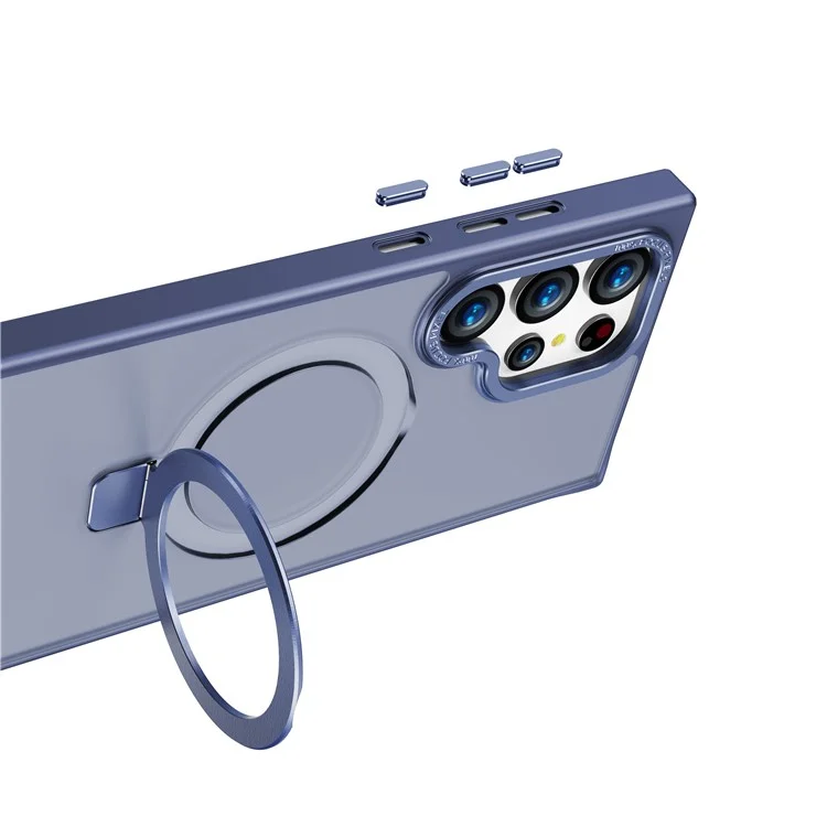 Para Samsung Galaxy S24 Ultra Kickstand Case Compatible con MagSafe Funda Resistente a los Golpes TPU+PC - Azul