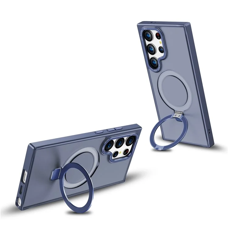 Para Samsung Galaxy S24 Ultra Kickstand Case Compatible con MagSafe Funda Resistente a los Golpes TPU+PC - Azul