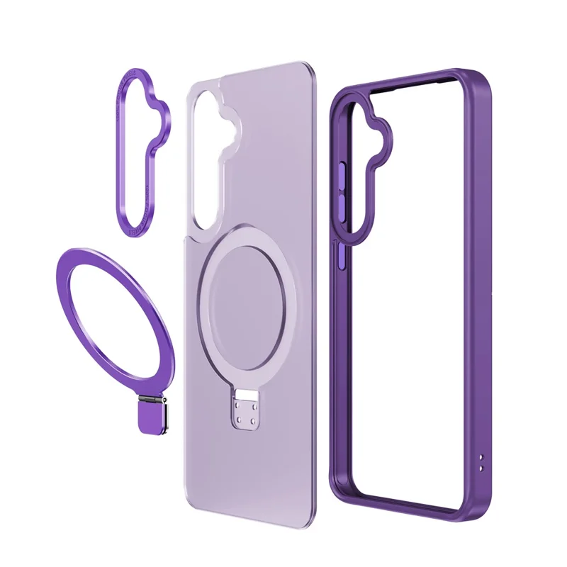 Per Samsung Galaxy S24+ Case Anti-Drop TPU+PC Kickstand Phone Cover Compatible with MagSafe - Nero