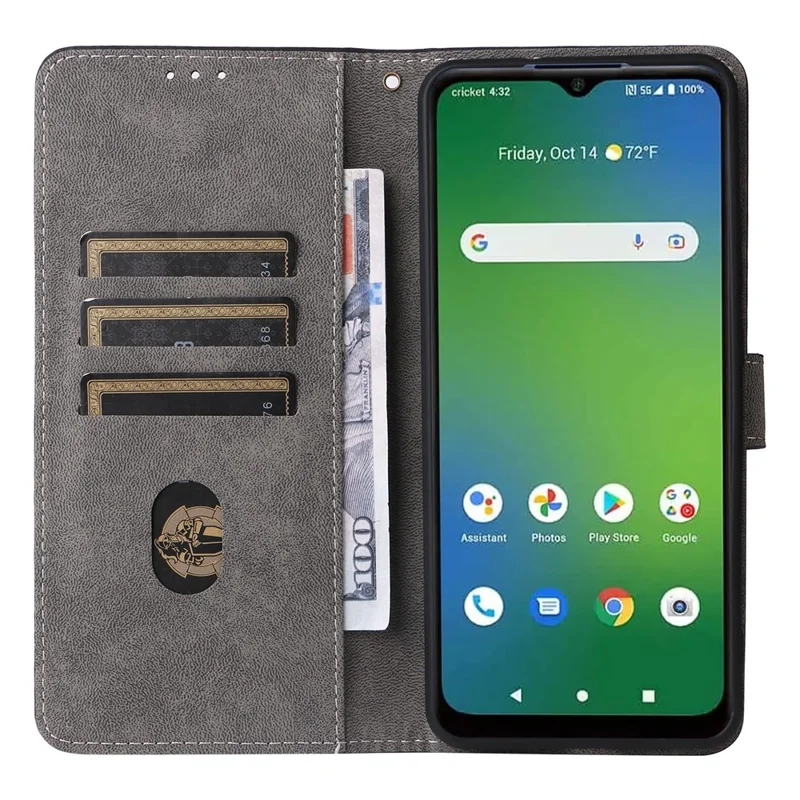 For Cricket Magic 5G / AT&T Propel 5G Leather Case RFID Blocking Wallet Phone Cover - Brown