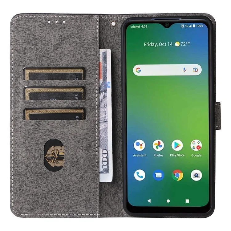 For Cricket Magic 5G / AT&T Propel 5G Leather Case RFID Blocking Wallet Phone Cover - Green