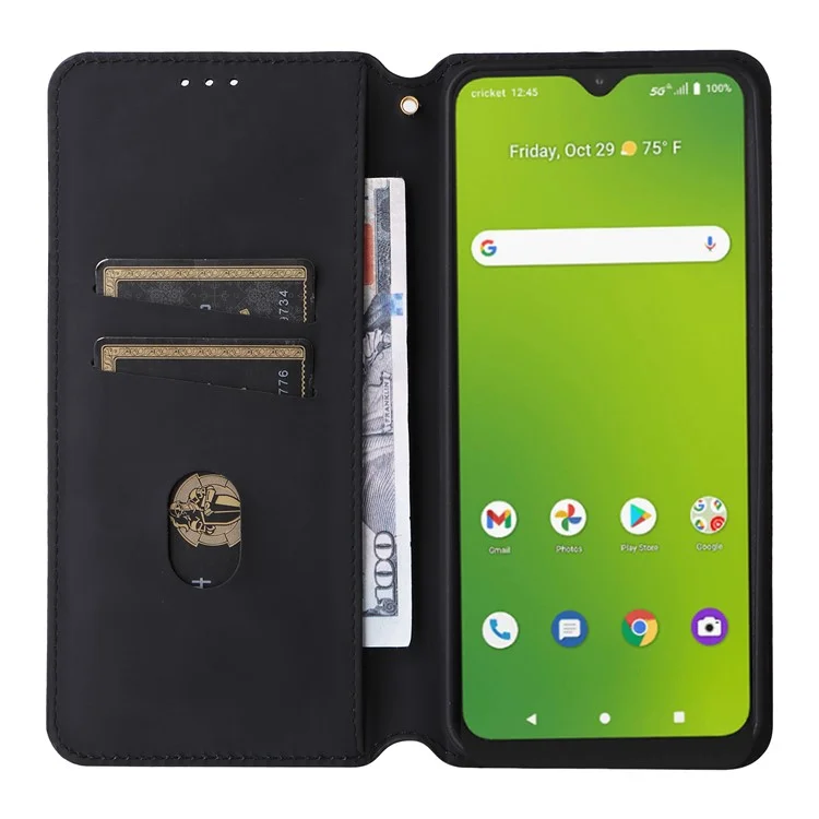 Кожаный чехол-подставка с магнитным замком для Cricket Magic 5G / AT&T Propel 5G - черный