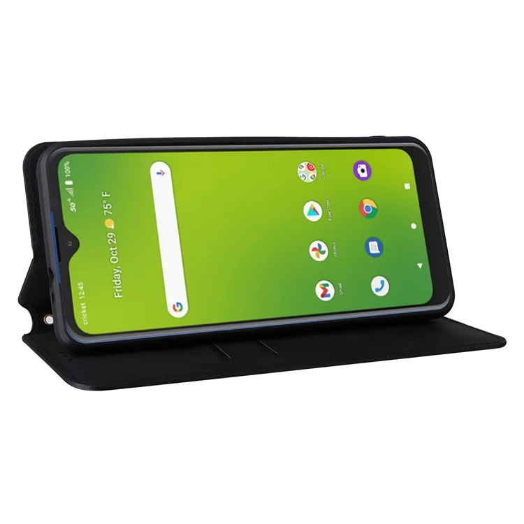 Кожаный чехол-подставка с магнитным замком для Cricket Magic 5G / AT&T Propel 5G - черный