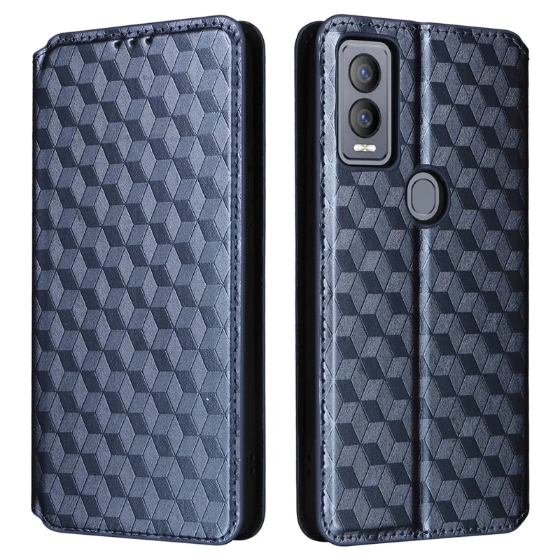 For Cricket Magic 5G / AT&T Propel 5G Leather Case Stand Magnetic Closure Phone Cover - Blue