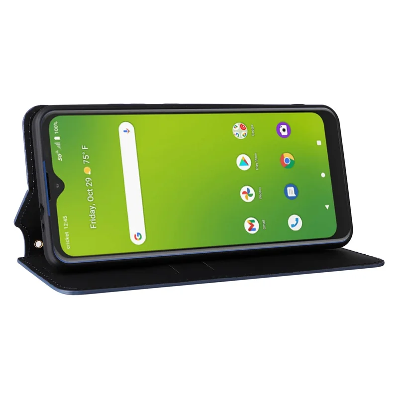 For Cricket Magic 5G / AT&T Propel 5G Leather Case Stand Magnetic Closure Phone Cover - Blue