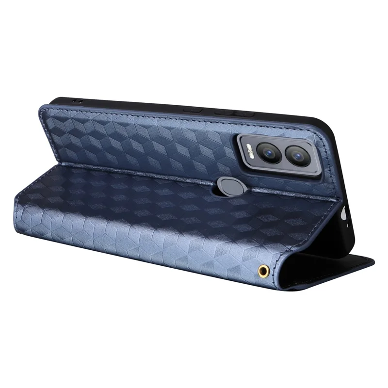 For Cricket Magic 5G / AT&T Propel 5G Leather Case Stand Magnetic Closure Phone Cover - Blue