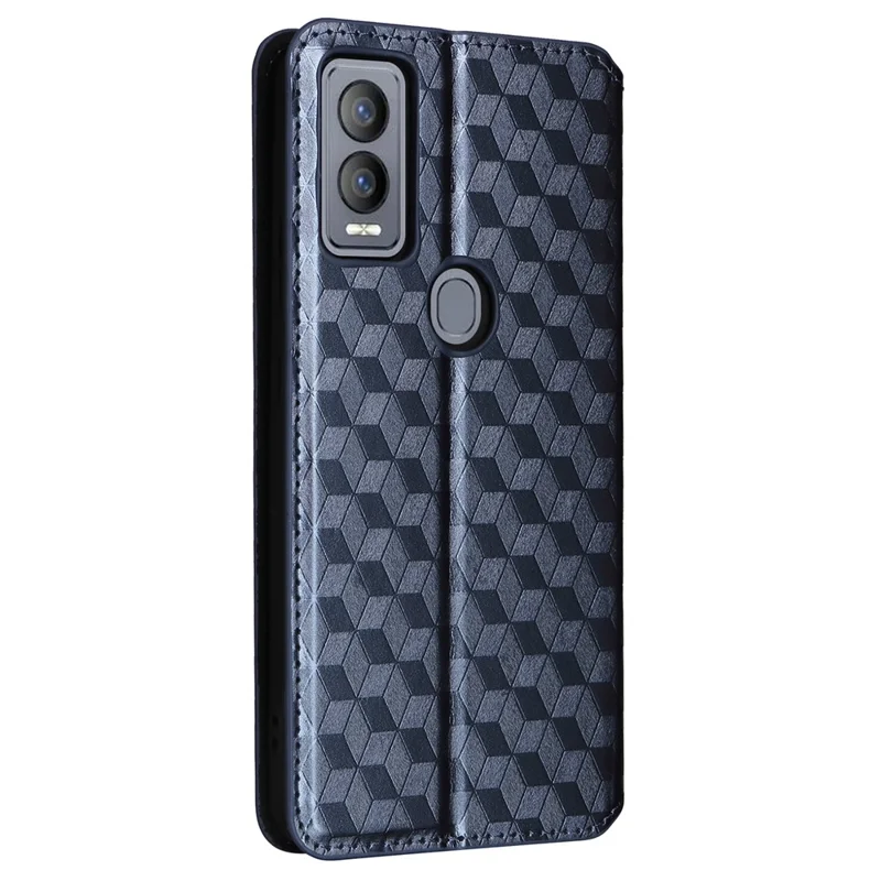 For Cricket Magic 5G / AT&T Propel 5G Leather Case Stand Magnetic Closure Phone Cover - Blue