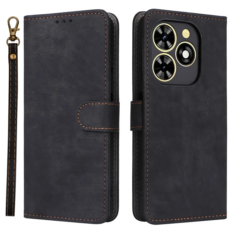 For TECNO Spark Go 2024 4G BG6 / Spark 20C BG7 / Pop 8 Leather Case RFID Blocking Phone Cover - Black