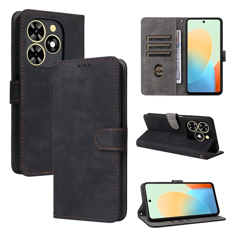 For TECNO Spark Go 2024 4G BG6 / Spark 20C BG7 / Pop 8 Leather Case RFID Blocking Phone Cover - Black