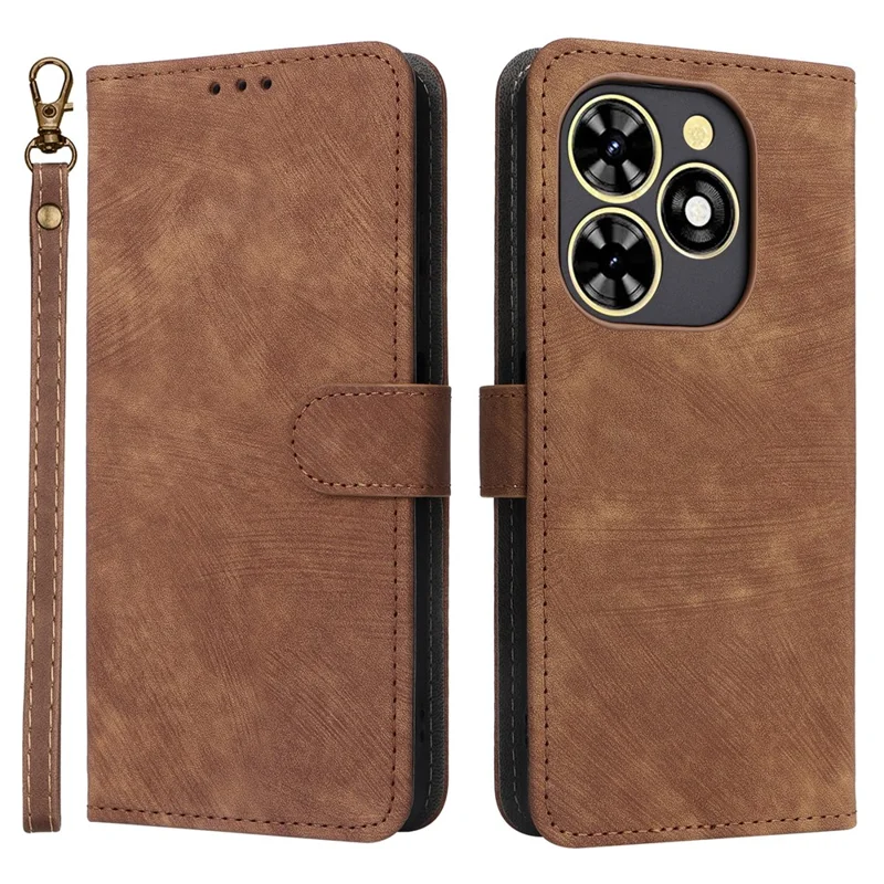 For TECNO Spark Go 2024 4G BG6 / Spark 20C BG7 / Pop 8 Leather Case RFID Blocking Phone Cover - Brown