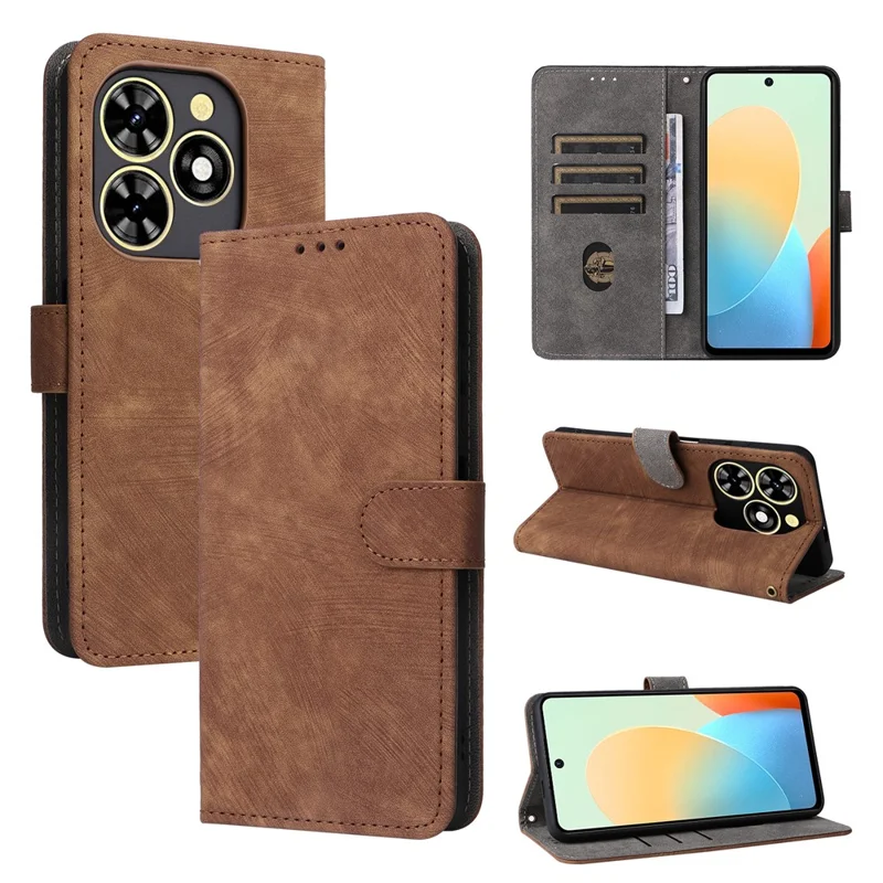 For TECNO Spark Go 2024 4G BG6 / Spark 20C BG7 / Pop 8 Leather Case RFID Blocking Phone Cover - Brown