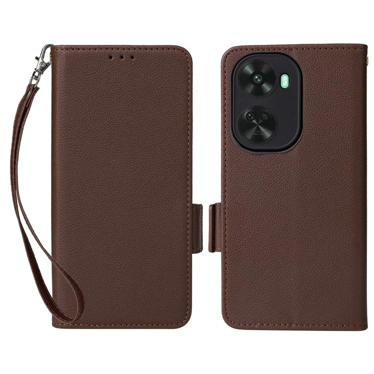 Für Huawei nova 11 SE / nova 12 SE 4G Leder-Geldbörsen-Hülle mit magnetischem Folio-Telefon-Cover mit Ständer - Braun