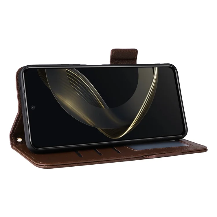 Für Huawei nova 11 SE / nova 12 SE 4G Leder-Geldbörsen-Hülle mit magnetischem Folio-Telefon-Cover mit Ständer - Braun