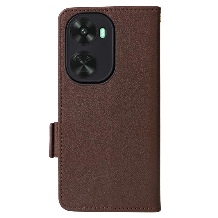 Für Huawei nova 11 SE / nova 12 SE 4G Leder-Geldbörsen-Hülle mit magnetischem Folio-Telefon-Cover mit Ständer - Braun