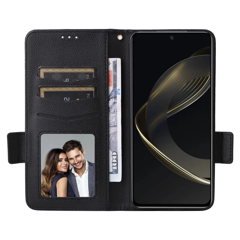 For Huawei nova 11 SE / nova 12 SE 4G Leather Wallet Case Magnetic Folio Phone Cover with Stand - Black