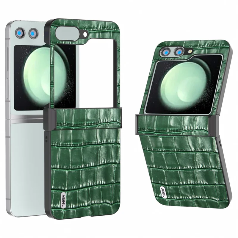 ABEEL For Samsung Galaxy Z Flip5 5G Hinge Protection Cover Crocodile Texture Phone Case - Green