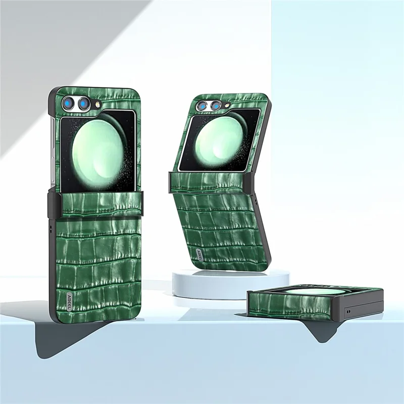 ABEEL For Samsung Galaxy Z Flip5 5G Hinge Protection Cover Crocodile Texture Phone Case - Green