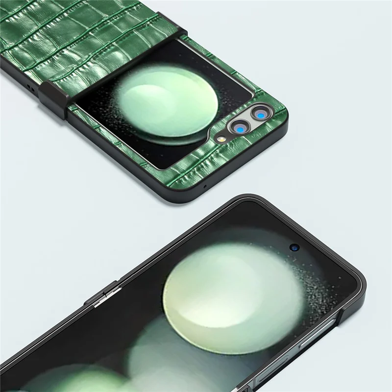 ABEEL For Samsung Galaxy Z Flip5 5G Hinge Protection Cover Crocodile Texture Phone Case - Green