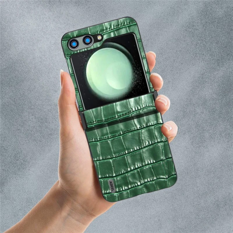 ABEEL For Samsung Galaxy Z Flip5 5G Hinge Protection Cover Crocodile Texture Phone Case - Green