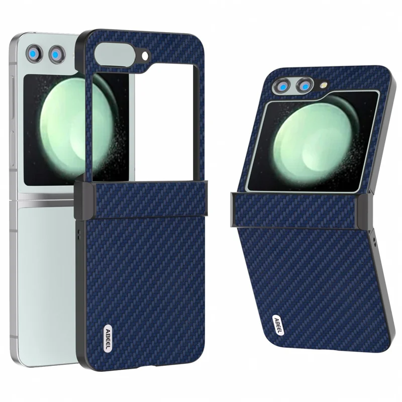 ABEEL Pour Samsung Galaxy Z Flip5 5G Étui Téléphone Charneire de Protection Fibre de Carbone Texture Couverture - Bleu