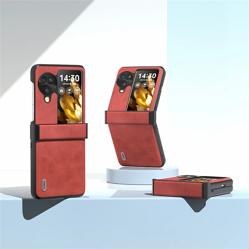 ABEEL Pour Oppo Find N3 Flip 5G Étui de téléphone Étui en cuir PU Housse de protection à charnière - Rouge