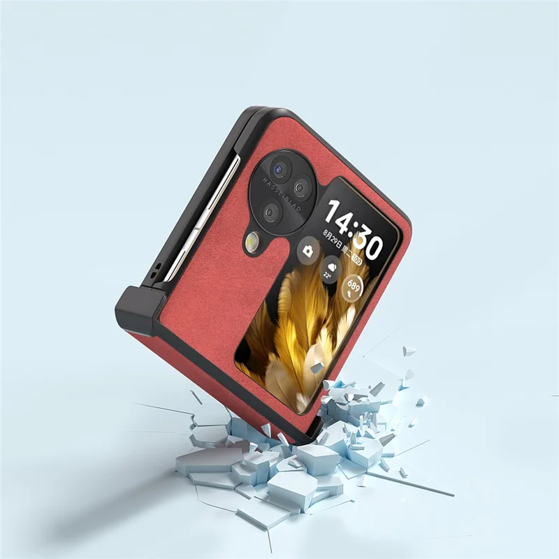 ABEEL Pour Oppo Find N3 Flip 5G Étui de téléphone Étui en cuir PU Housse de protection à charnière - Rouge