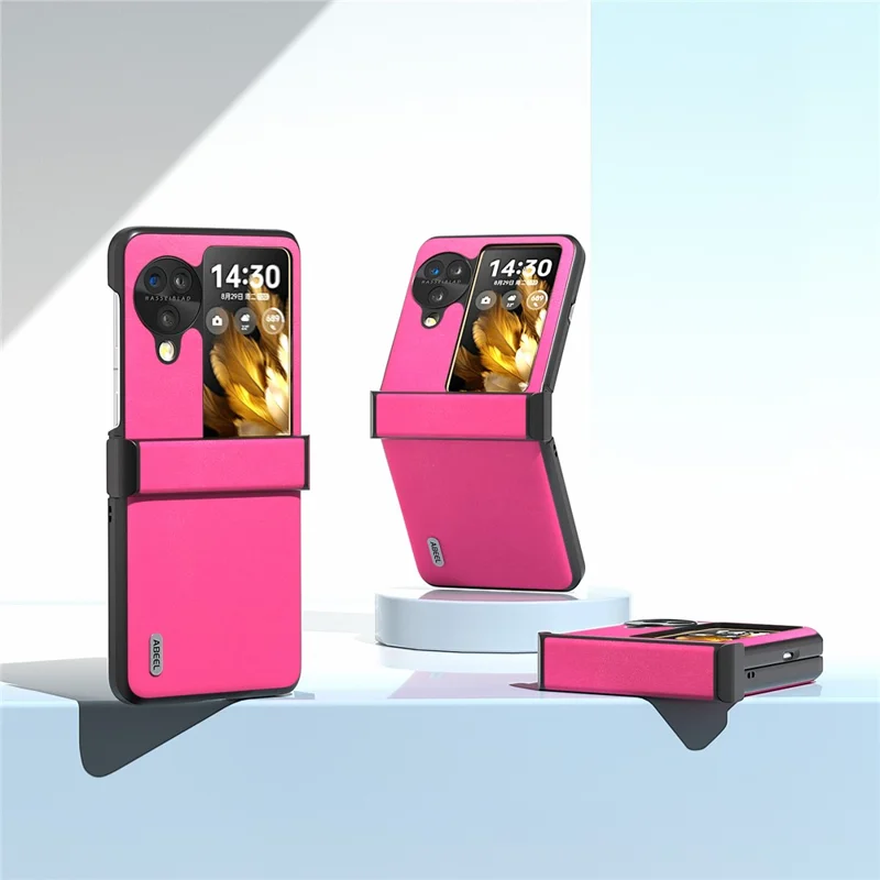 ABEEL Per Oppo Find N3 Flip 5G Phone Case Cerniera Protezione Texture in Pelle PU Cover - Rosa