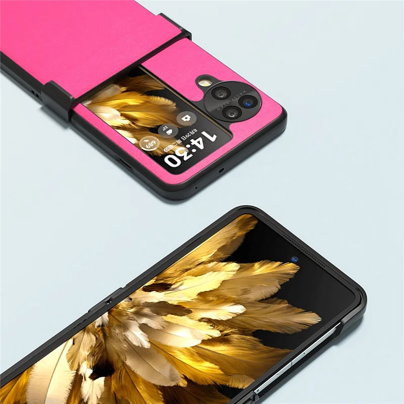 ABEEL Per Oppo Find N3 Flip 5G Phone Case Cerniera Protezione Texture in Pelle PU Cover - Rosa