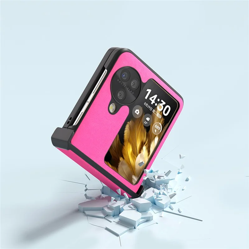 ABEEL Per Oppo Find N3 Flip 5G Phone Case Cerniera Protezione Texture in Pelle PU Cover - Rosa