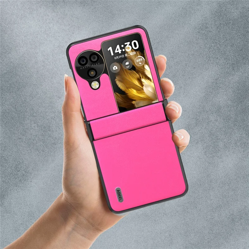 ABEEL Per Oppo Find N3 Flip 5G Phone Case Cerniera Protezione Texture in Pelle PU Cover - Rosa