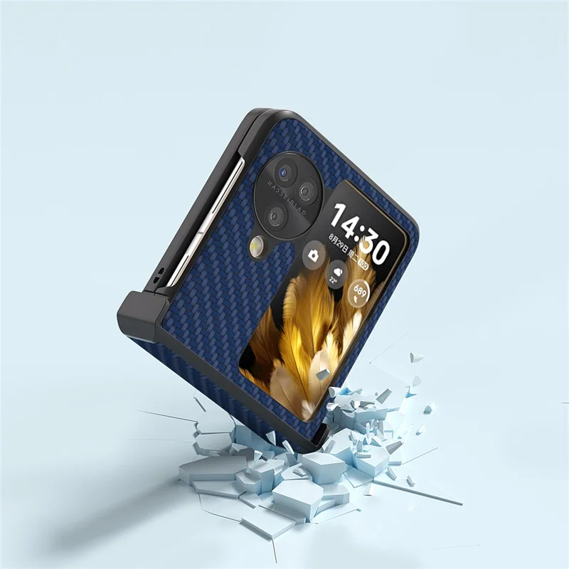 ABEEL Etui Ochronne na Oppo Find N3 Flip 5G z Teksturowaną Powłoką z Włókna Węglowego - Niebieski