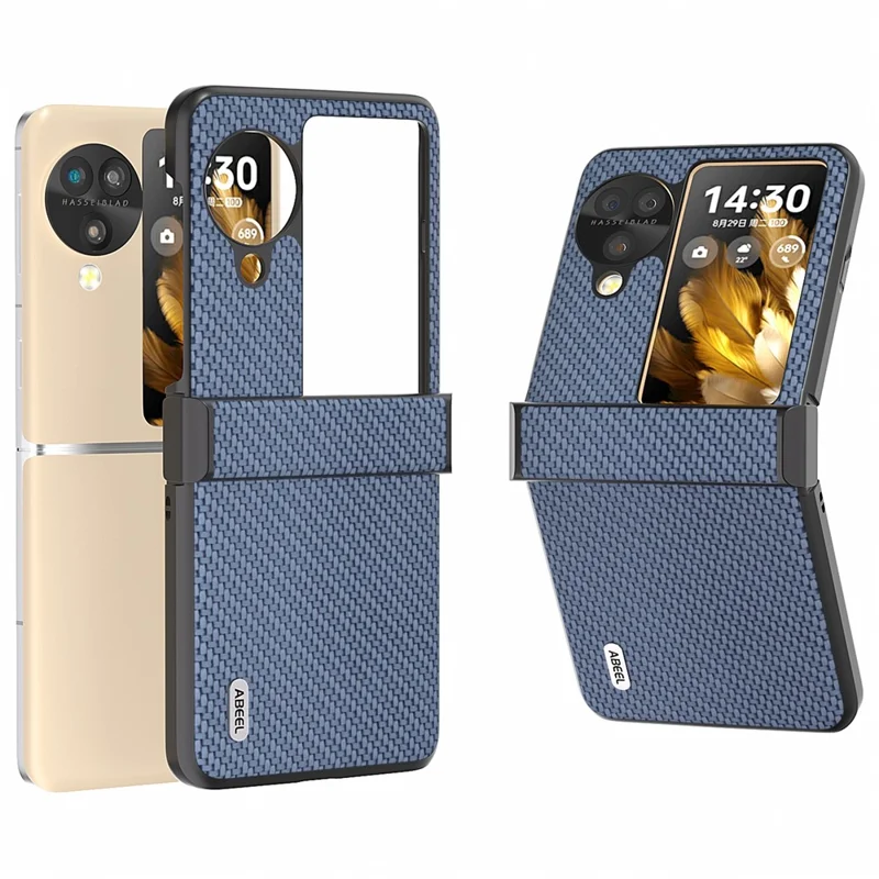 ABEEL For Oppo Find N3 Flip 5G Protective Phone Case Carbon Fiber Texture Cover - Sky Blue