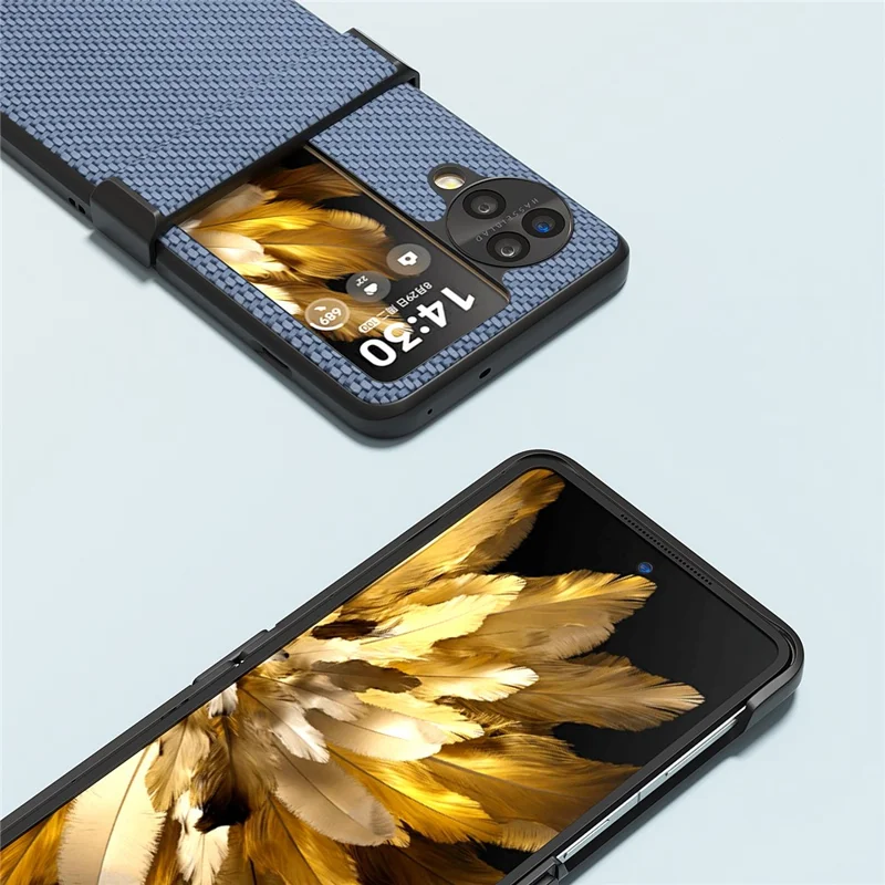 ABEEL For Oppo Find N3 Flip 5G Protective Phone Case Carbon Fiber Texture Cover - Sky Blue