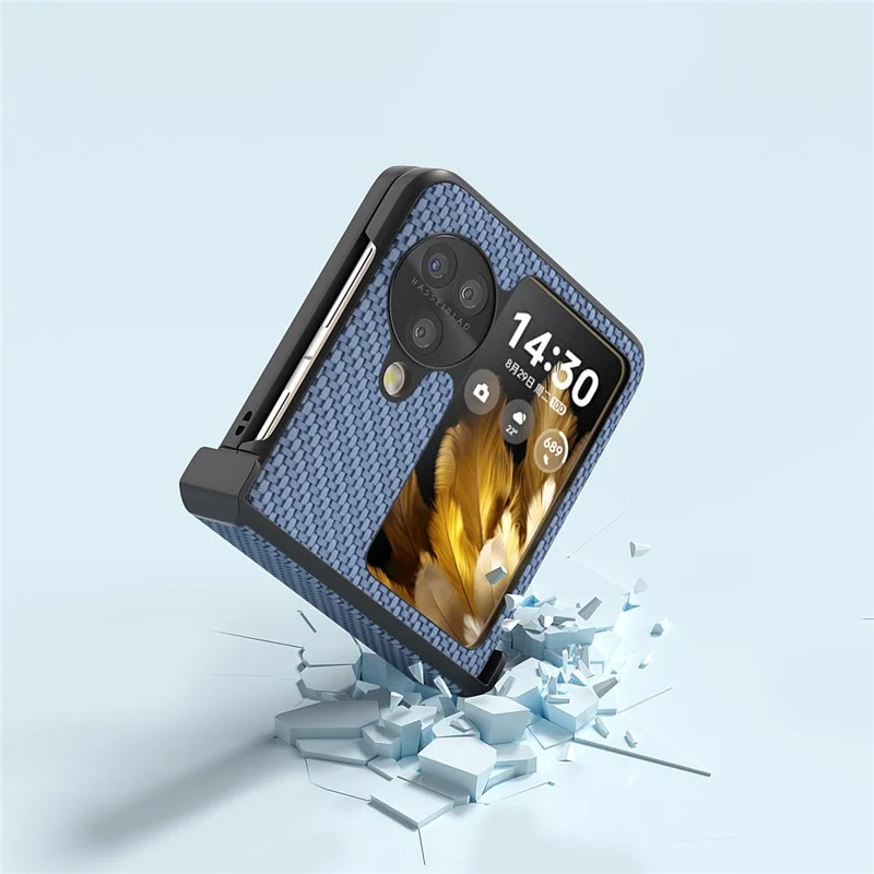 ABEEL For Oppo Find N3 Flip 5G Protective Phone Case Carbon Fiber Texture Cover - Sky Blue