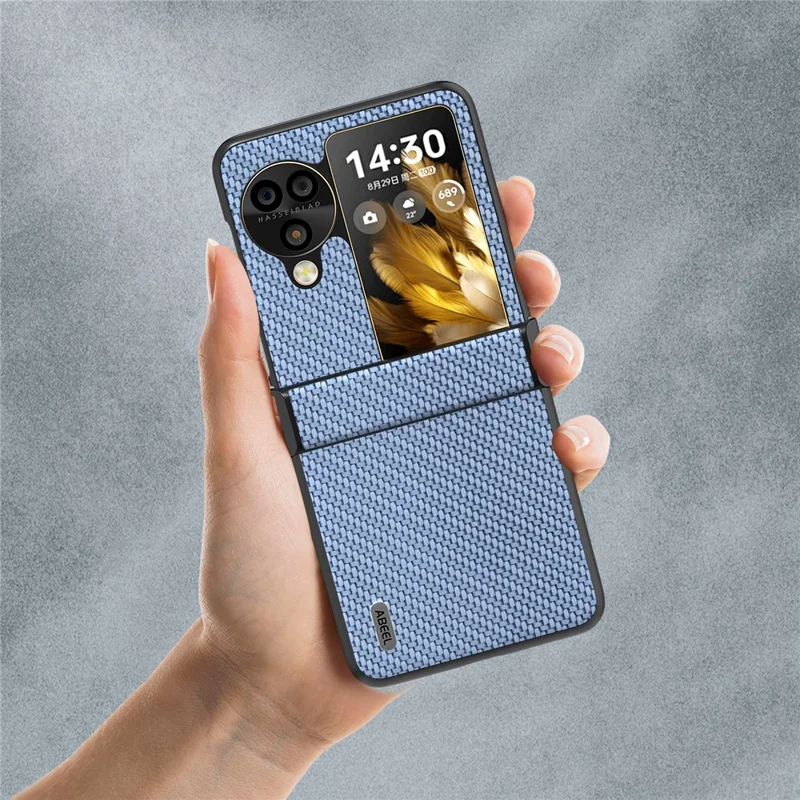 ABEEL For Oppo Find N3 Flip 5G Protective Phone Case Carbon Fiber Texture Cover - Sky Blue