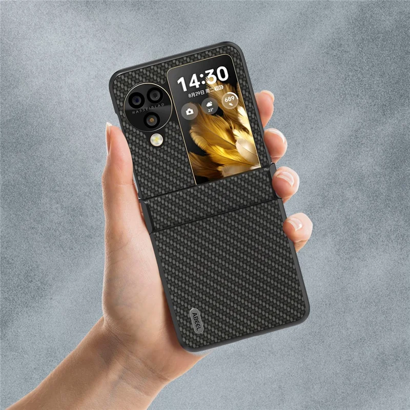 ABEEL Etui Ochronne na Oppo Find N3 Flip 5G z Teksturą Węglową - Czarny