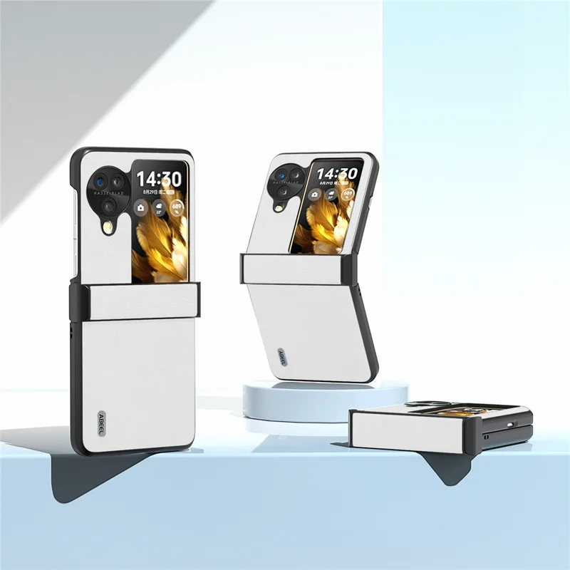 ABEEL For Oppo Find N3 Flip 5G Phone Case Litchi Texture Anti Scratch Cover - White