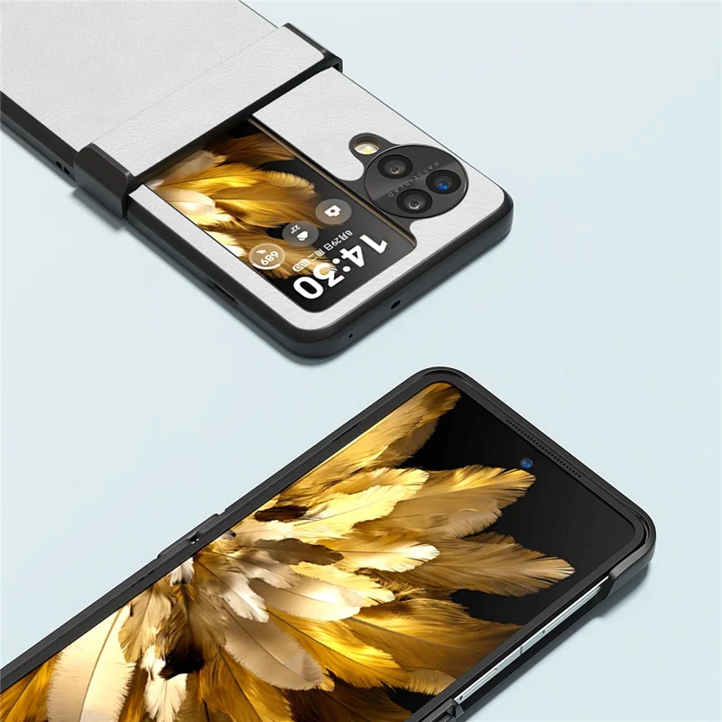 ABEEL For Oppo Find N3 Flip 5G Phone Case Litchi Texture Anti Scratch Cover - White