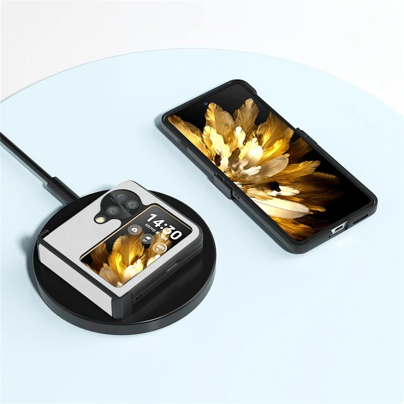 ABEEL For Oppo Find N3 Flip 5G Phone Case Litchi Texture Anti Scratch Cover - White