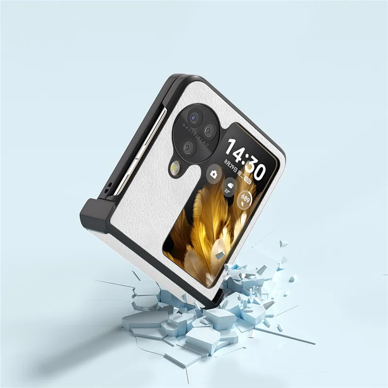 ABEEL For Oppo Find N3 Flip 5G Phone Case Litchi Texture Anti Scratch Cover - White