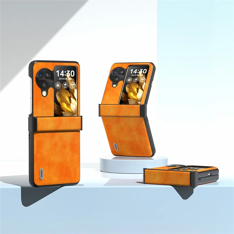 ABEEL For Oppo Find N3 Flip 5G Phone Case Litchi Texture Anti Scratch Cover - Orange