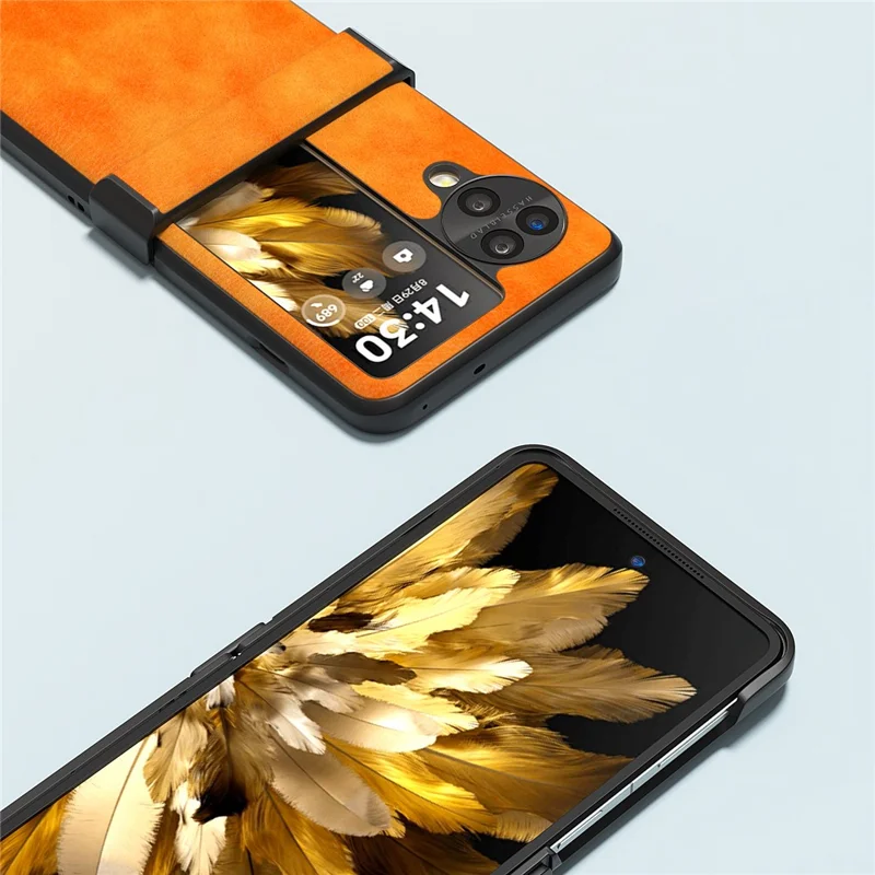 ABEEL For Oppo Find N3 Flip 5G Phone Case Litchi Texture Anti Scratch Cover - Orange