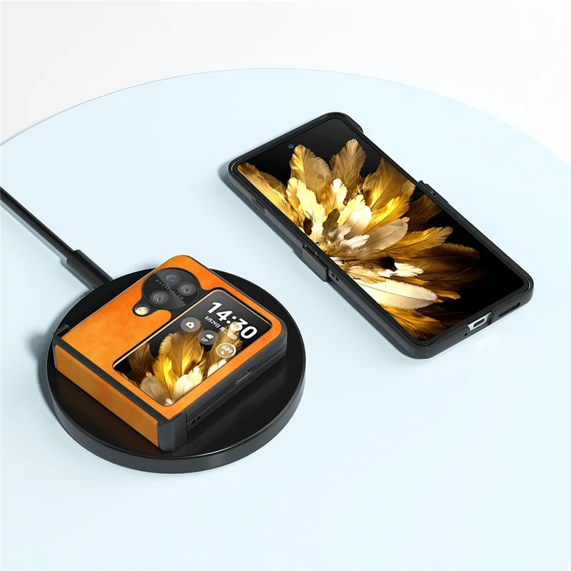 ABEEL For Oppo Find N3 Flip 5G Phone Case Litchi Texture Anti Scratch Cover - Orange
