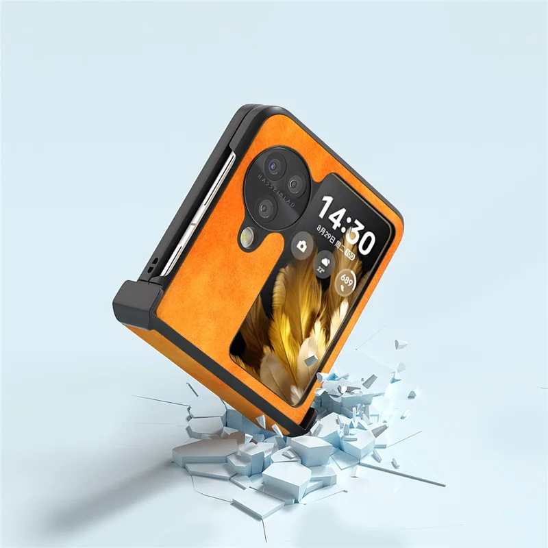 ABEEL For Oppo Find N3 Flip 5G Phone Case Litchi Texture Anti Scratch Cover - Orange