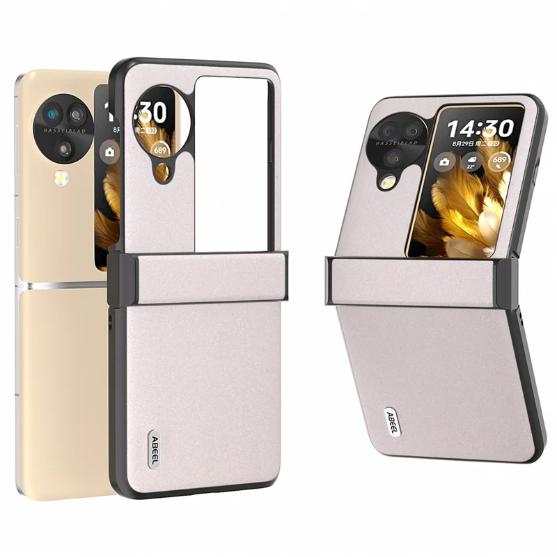 ABEEL For Oppo Find N3 Flip 5G Phone Case Glitter PU Leather Hinge Protection Cover - White