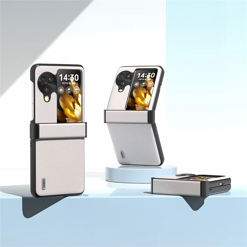 ABEEL For Oppo Find N3 Flip 5G Phone Case Glitter PU Leather Hinge Protection Cover - White