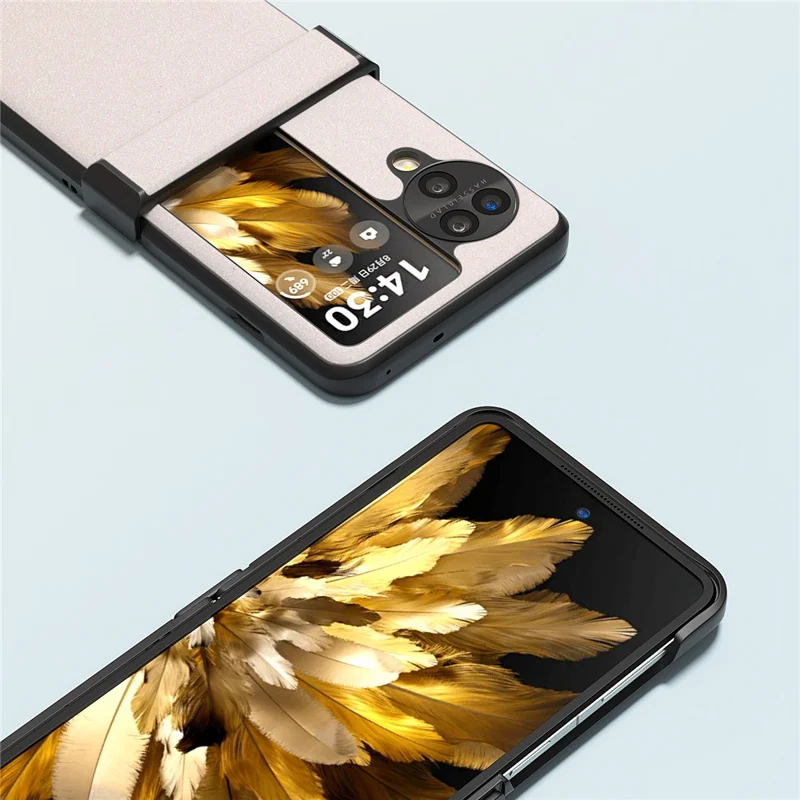ABEEL For Oppo Find N3 Flip 5G Phone Case Glitter PU Leather Hinge Protection Cover - White