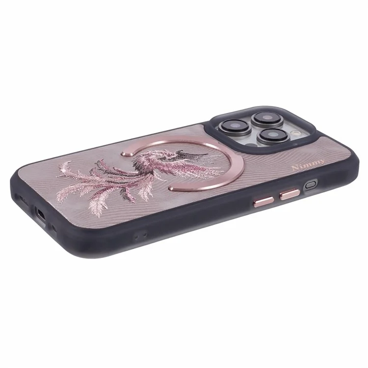 NIMMY для iPhone 15 Pro Max Магнитный чехол с вышитым узором Дизайн чехла - Феникс