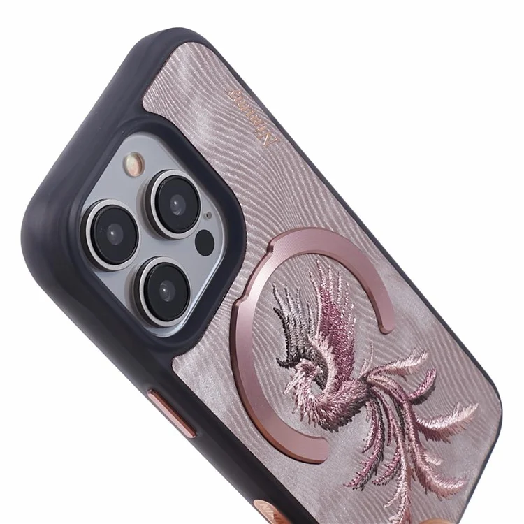 NIMMY для iPhone 15 Pro Max Магнитный чехол с вышитым узором Дизайн чехла - Феникс