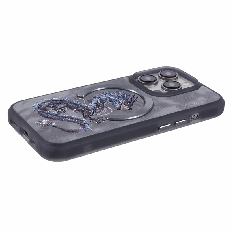 NIMMY For iPhone 15 Pro Max Magnetic Case Embroidered Patern Design Phone Cover - Dragon